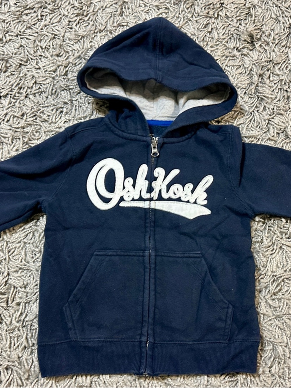 OshKosh B'gosh Navy Hooded Zip-Up Sweatshirt with White Logo
